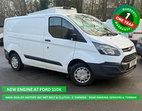Used white Ford Transit van with one year warranty and new engine installed